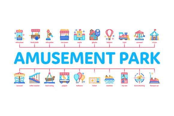 Amusement Park Minimal Infographic: Elevating Visual Communication in the Experience Economy