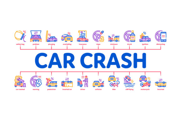 Car Crash Accident Minimal Infographic Assets