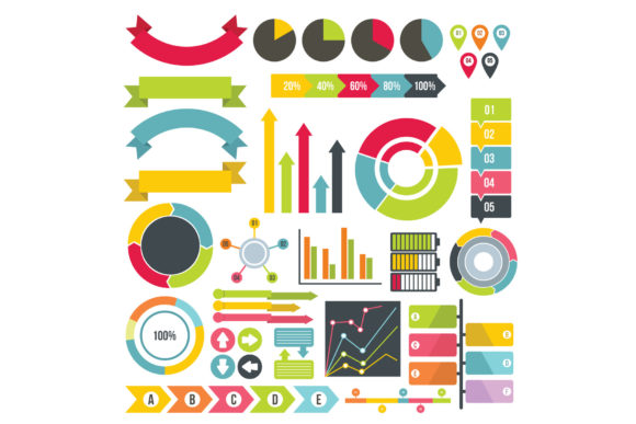 Flat Infographic Design Parts Icons Set