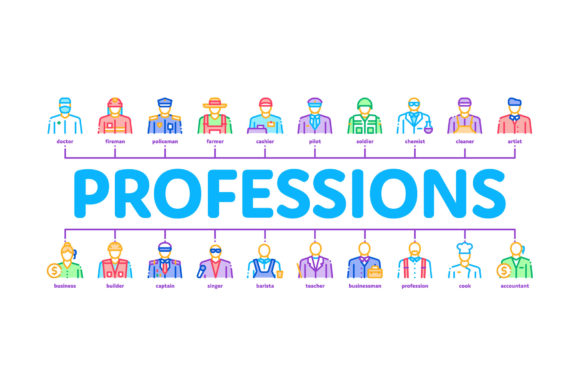 Professions People Minimal Infographic: Visualizing Work in the Modern Era