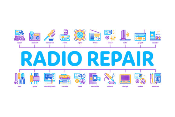 Radio Repair Service Minimal Infographic: Visualizing Technical Expertise