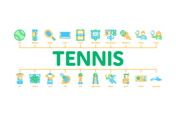Tennis Game Minimal Infographic Banner Design