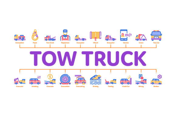 Tow Truck Transport Minimal Infographic Design Guide